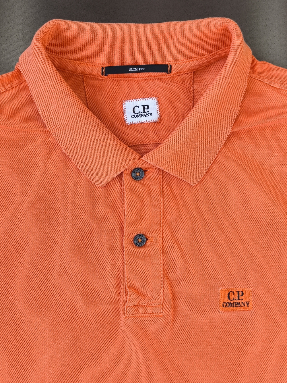 C.P. Company Men's Orange Slim Fit Polo Shirt Size Medium Made In Italy